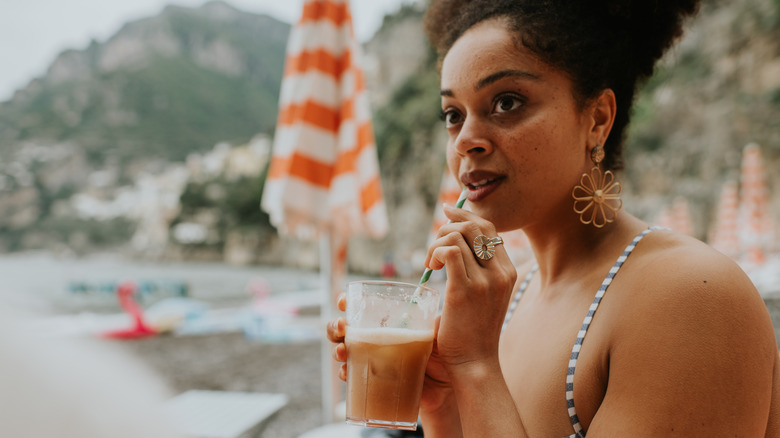 Woman drinking coffee