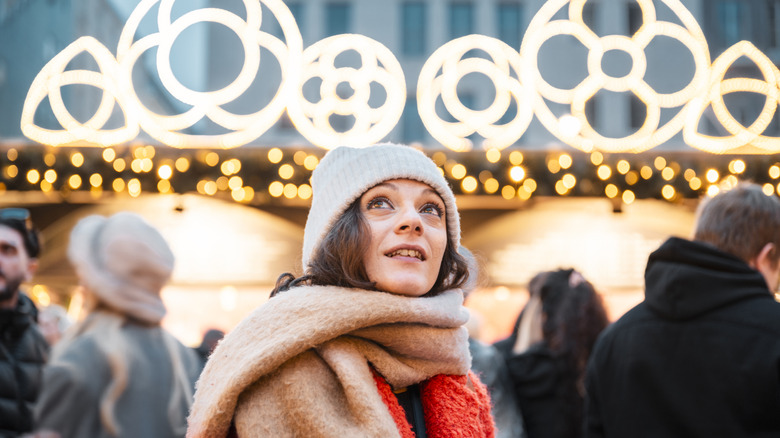 Woman at Christmas market