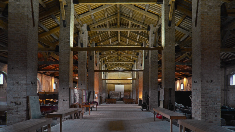 Inside the tezon grando, a quarantine warehouse on Venice's Lazzaretto Nuovo
