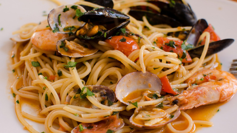 A spaghetti seafood dish in Peschici