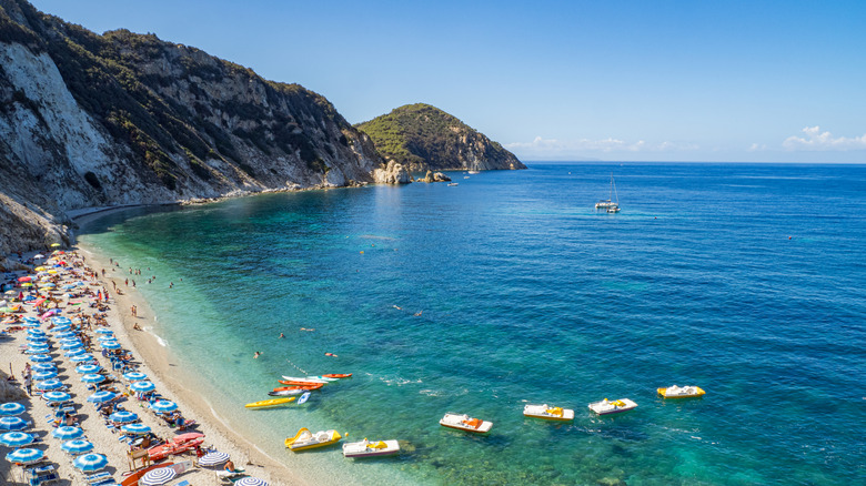 beach near Portoferraio on Elba Island, Italy