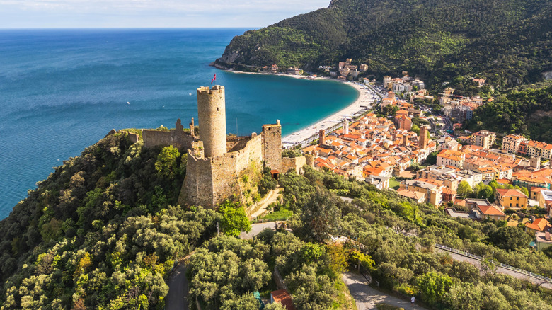 The Monte Ursino castle watching over the medieval city of Noli