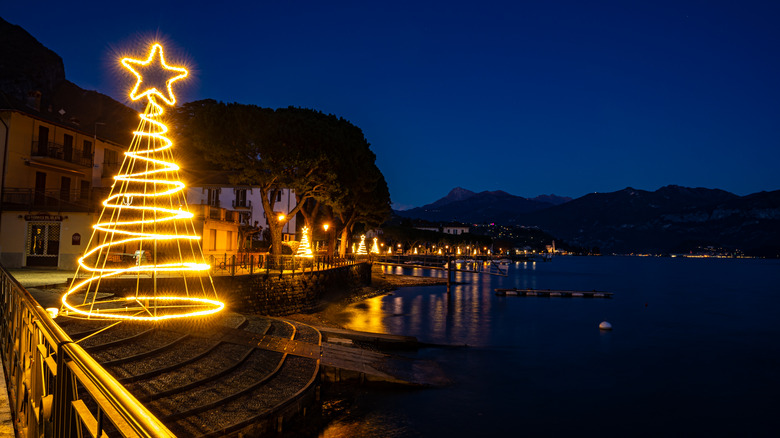 The shores of Lake Como lit up for Christmas