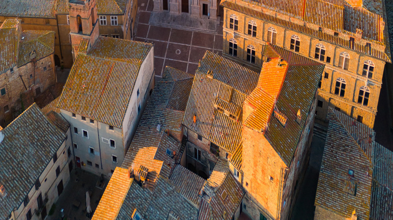Tuscan hill town with church and steeple