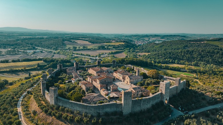 circular walled town in Italian countryside