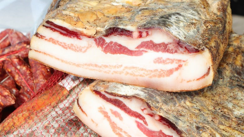 Guanciale, Italian cured pork jowl from Lazio and Umbria