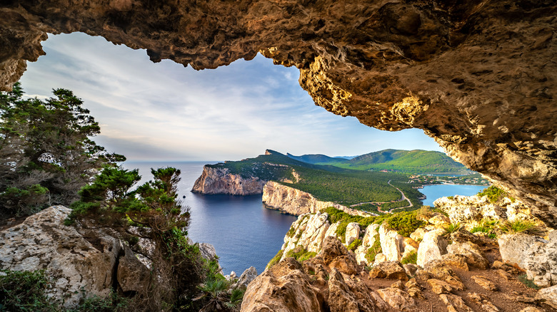 coastal view of Alghero on Sardinia, Italy