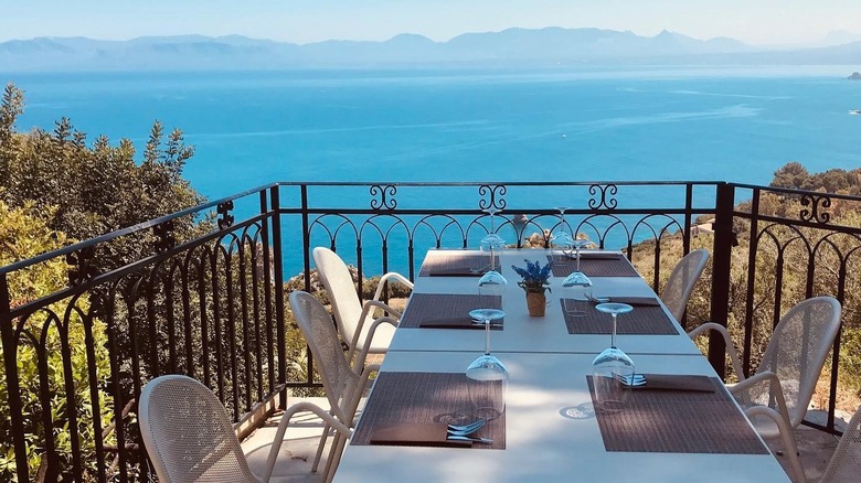 fine dining table with sea view at Bar Nettuno