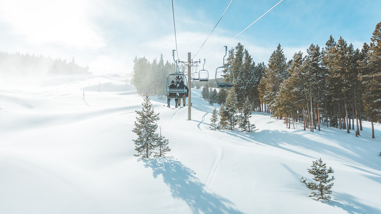 Untracked ski slope and ski lift in Breckenridge ski resort