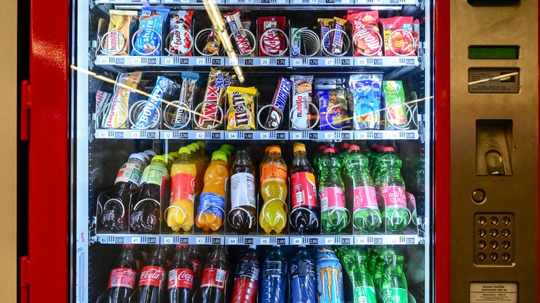 Vending machine filled with snacks