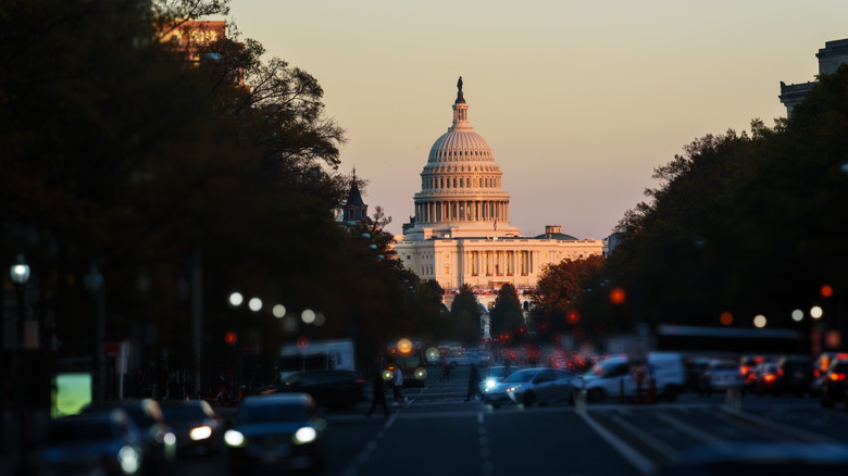 A road in D.C. leading to the capitol building