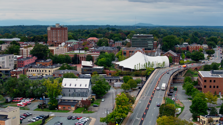 Aerial view of Charlottesville, Virginia