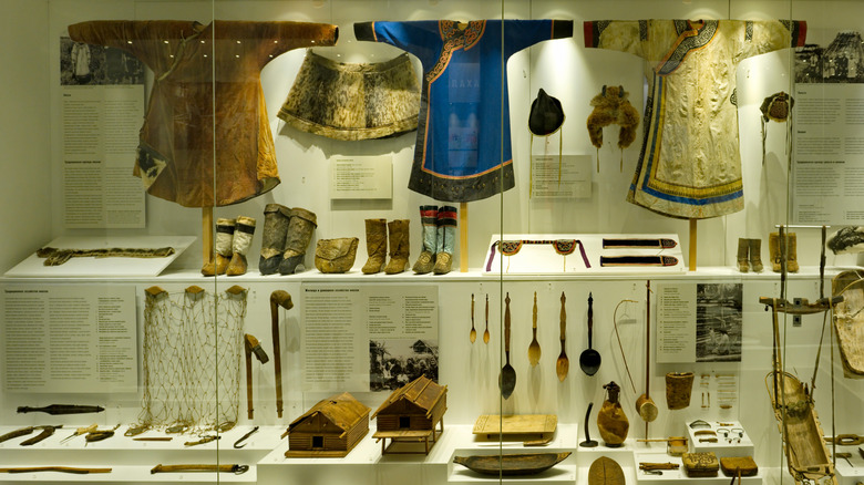 Artifacts from Ainu culture in a museum in Japan