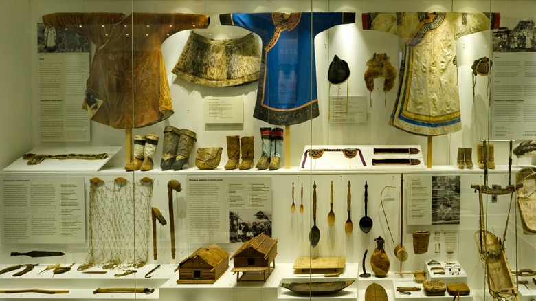 Artifacts from Ainu culture in a museum in Japan