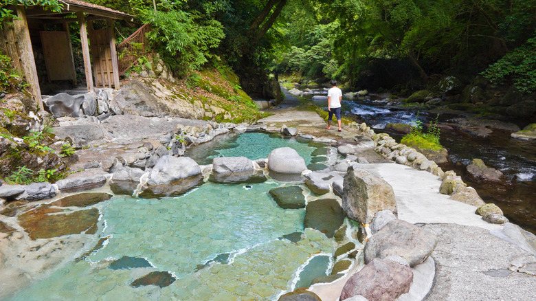 Izu Kawazu Odaru, an outdoor public hot spring for guests to relax in Kawazu, Shizuoka, Japan