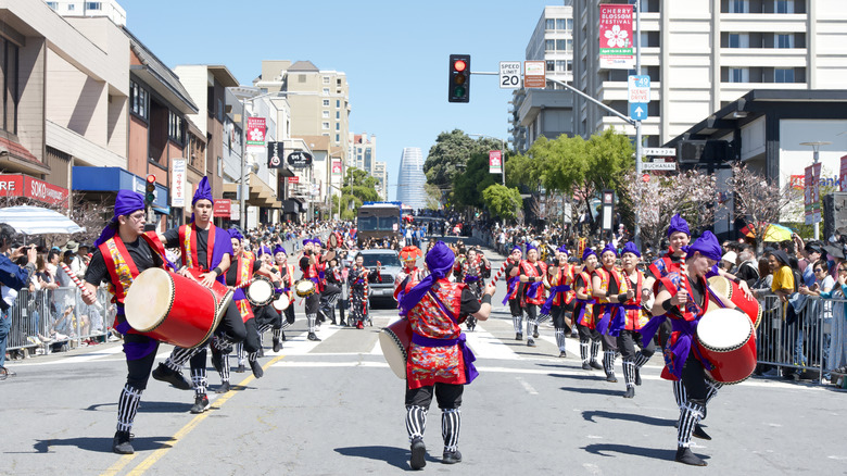Cherry blossom festival parade in San Francisco's Japantown