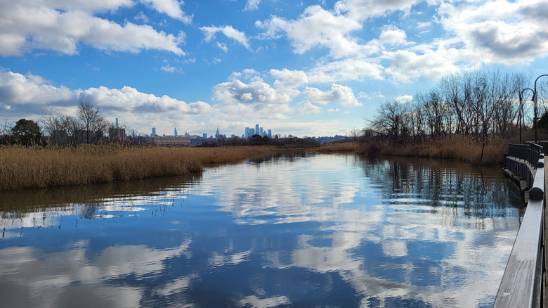 Hackensack River with NYC skyline in the background