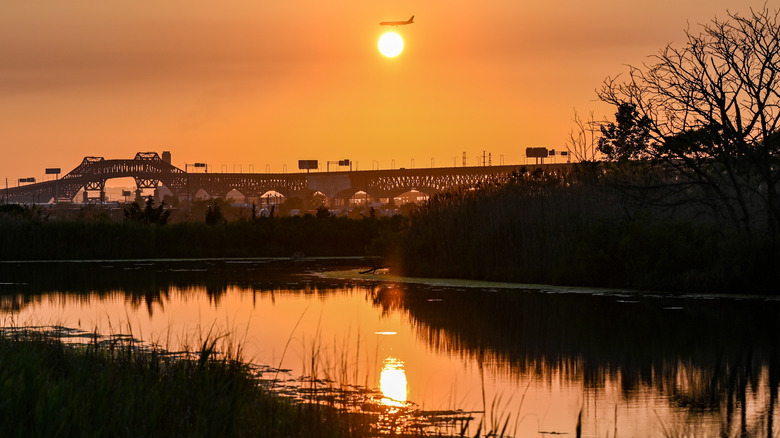 Pulaski Skyway bridge near Hackensack River Waterfront