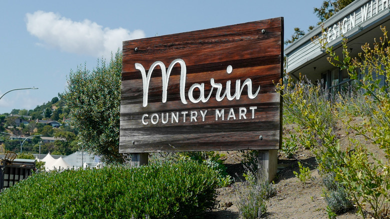 Wooden sign for Marin Country Mart