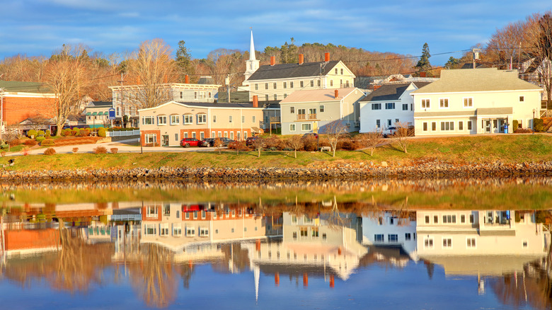 Waterfront buildings in Bucksport, Maine