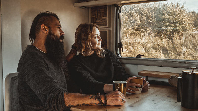 Couple on the road in a camper