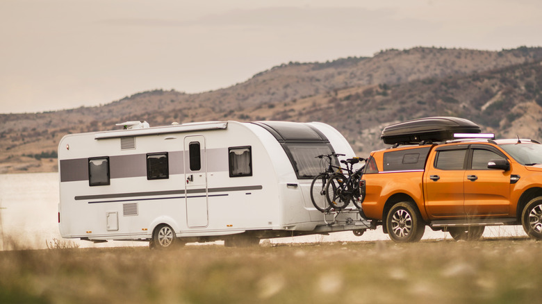 Car towing an RV