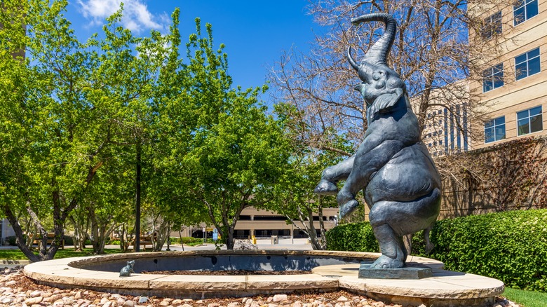The Rearing Elephant sculpture by Daniel Ostermiller at Museum of Outdoor Art in Englewood, Colorado