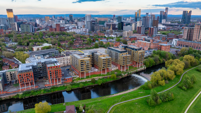 An aerial view of Salford, UK