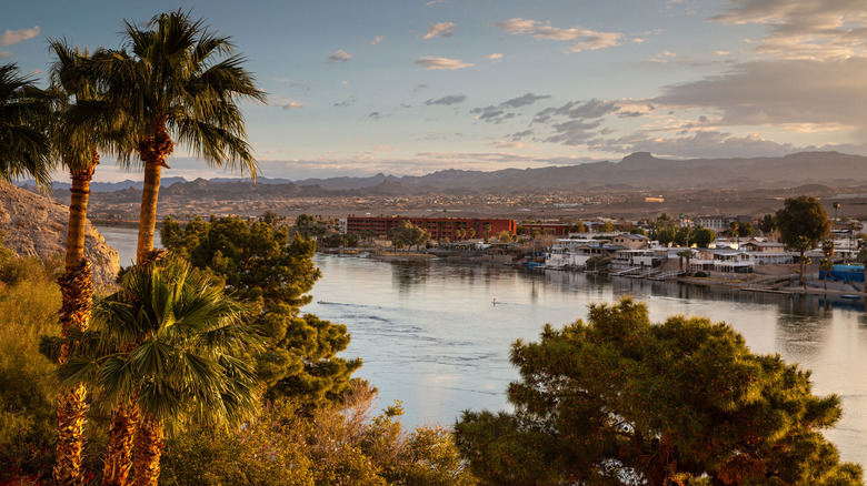 Laughlin, Nevada as seen from across the Colorado River during a sunset