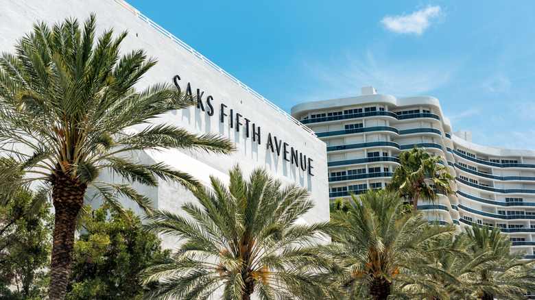 View of Saks Fifth Avenue facade at Bal Harbour Shops