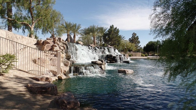 Waterfall and pond at The Aliante Nature Discover Park, North las Vegas