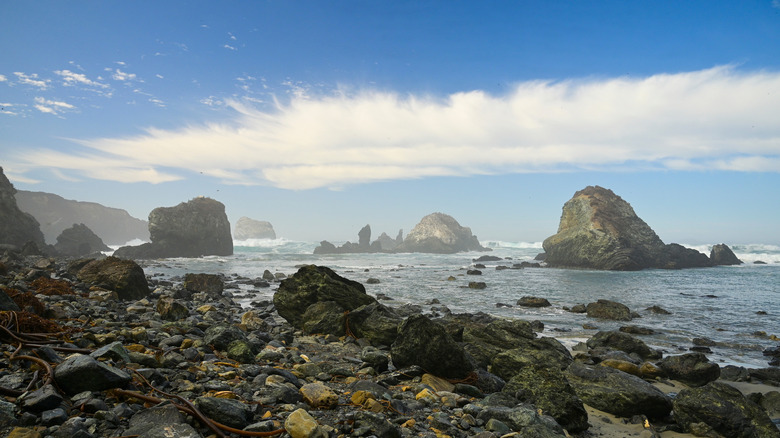 Rocks and sea stacks at the southern end of Sand Dollar Beach in Big Sur