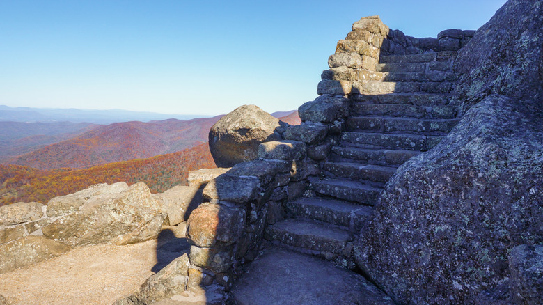The stairs to Sharp Top Mountain's summit