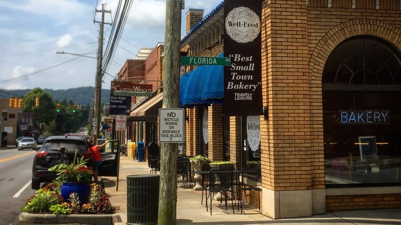 Shops on Main Street in Weaverville, North Carolina