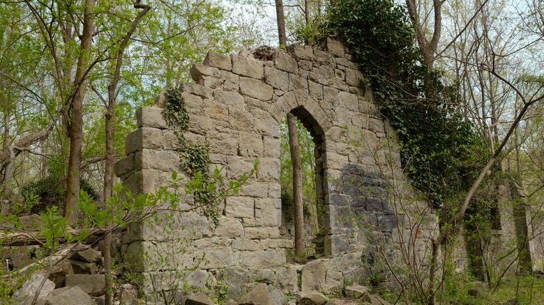 Abandoned ruined church on Alberton Road Trail in Patapsco Valley State Park, Ellicott City, Maryland