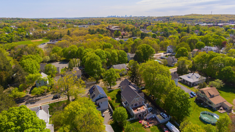 An aerial view of Saugus, Massachusetts