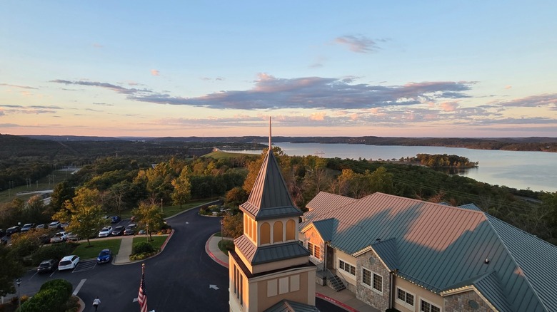 Buildings and shores of Table Rock Lake near Indian Point, Missouri