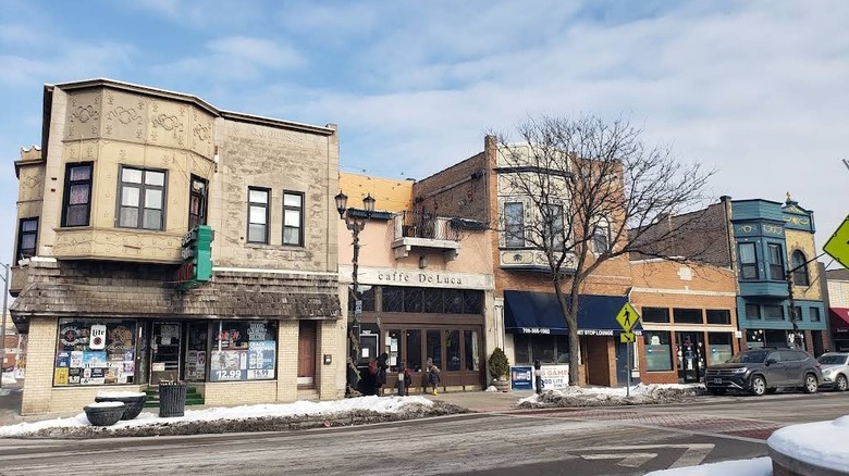 Storefronts along Madison Stree in Forest Park, Illinois