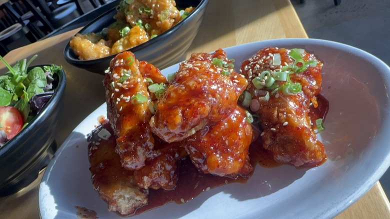 A Korean-style fried chicken meal at Salaryman Toco Hills in Atlanta, Georgia