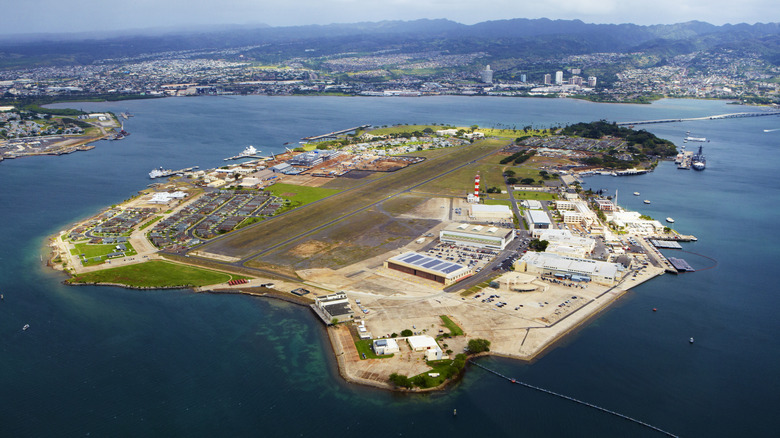 An aerial view of Pearl Harbor, near Salt Lake