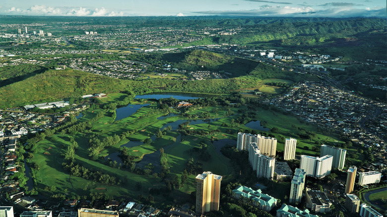 An aerial view of Salt Lake, Honolulu