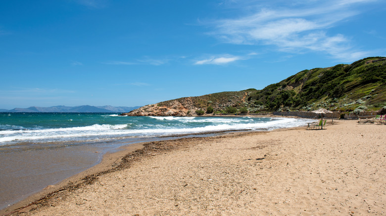 Sandy beach next to the sea