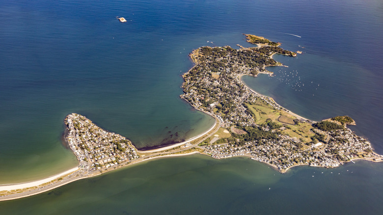 Aerial view of Nahant near Boston, Massachusetts.