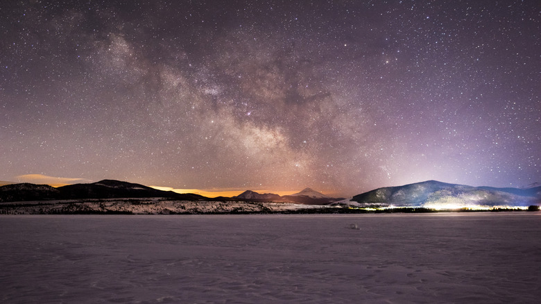 Frisco from frozen Dillon Reservoir