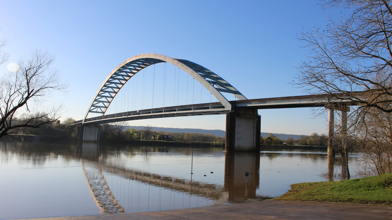 View of the Shelby Rhinehart Bridge that leads into South Pittsburg