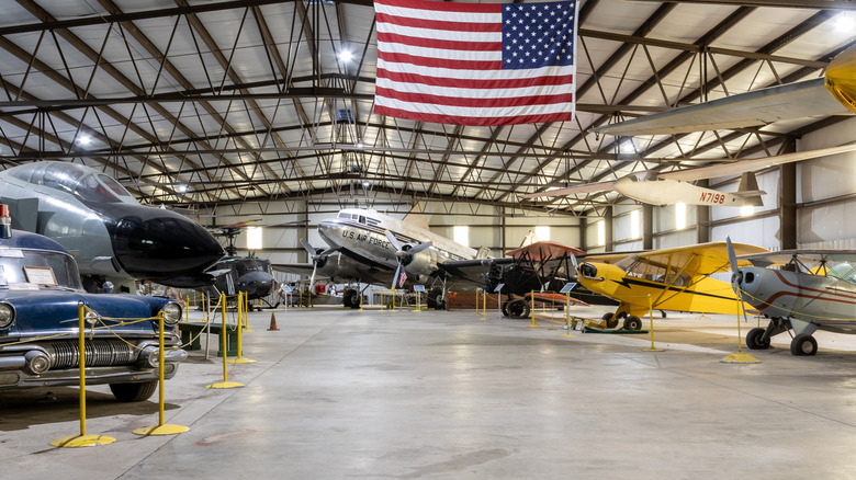 Aircraft display inside Bonanzaville USA museum, West Fargo, North Dakota