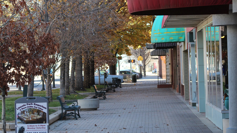 Calm sidewalks line Greeley, Colorado