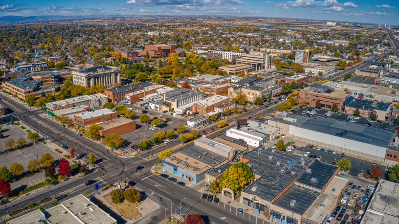 Businesses and houses fill Greeley, Colorado