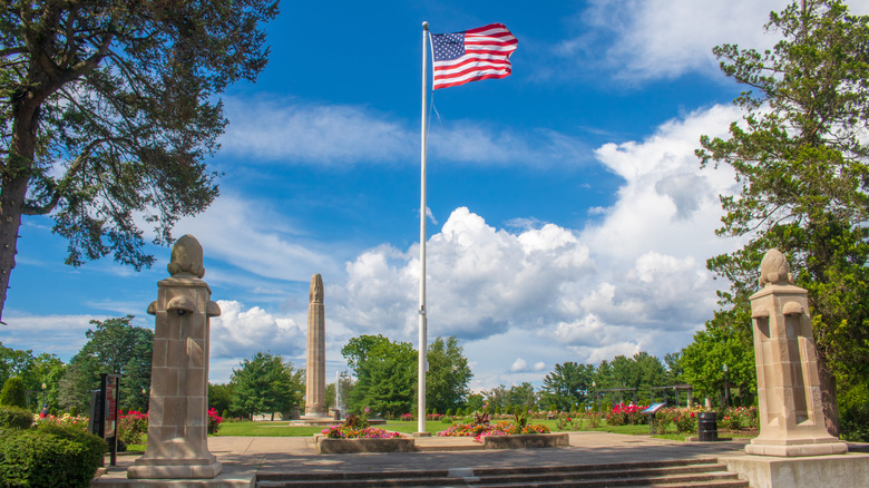 limestone steps at Walnut Hill Park in New Britain, Connecticut