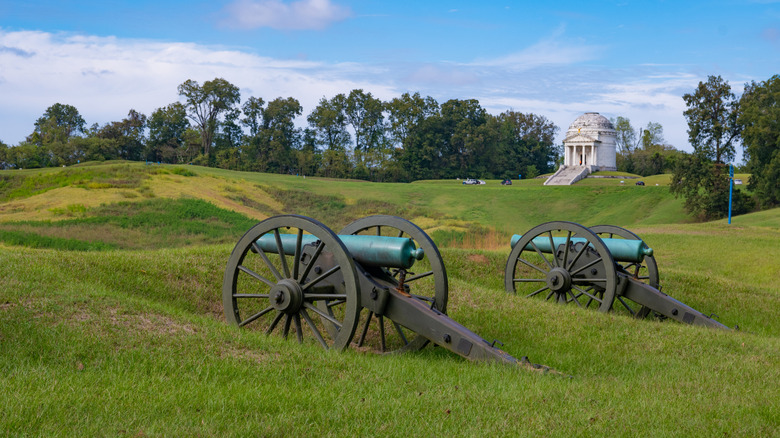 cannons in field at Vicksburg National Military Park